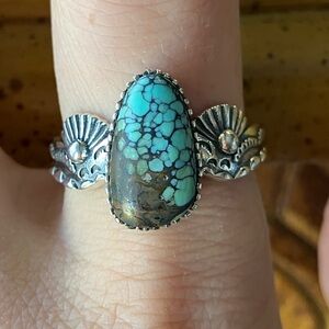 Matrix Turquoise Sterling Silver Ring Size 9